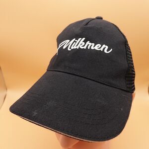 Milkmen Hat Cap Snap Back Black Mesh Trucker Embroidered Script Mens Baseball